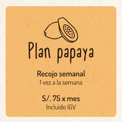 S/ 75 soles x mes Recojo semanal, una vez a la semana.